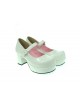 White 2.9" Heel High Cute Synthetic Leather Point Toe Cross Straps Platform Women Lolita Shoes