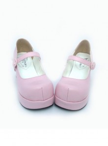 Pink 2.9" Heel High Classic Suede Point Toe Cross Straps Platform Women Lolita Shoes