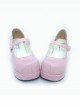 Pink 2.9" Heel High Classic Suede Point Toe Cross Straps Platform Women Lolita Shoes