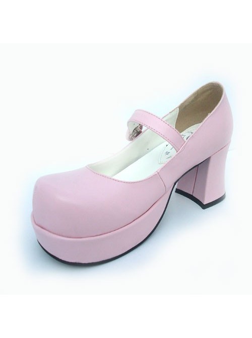 Pink 2.9" Heel High Classic Suede Point Toe Cross Straps Platform Women Lolita Shoes
