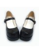 Black 2.9" Heel High Beautiful Synthetic Leather Point Toe Cross Straps Platform Women Lolita Shoes