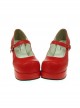 Red 2.9" Heel High Special Synthetic Leather Round Toe Cross Straps Platform Women Lolita Shoes