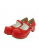 Red 1.8" Heel High Adorable Suede Round Toe Cross Straps Platform Women Lolita Shoes