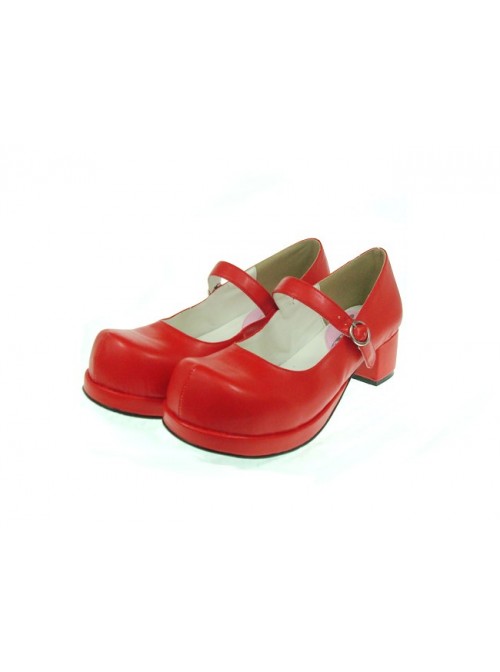 Red 1.8" Heel High Adorable Suede Round Toe Cross Straps Platform Women Lolita Shoes