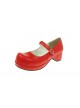 Red 1.8" Heel High Adorable Suede Round Toe Cross Straps Platform Women Lolita Shoes