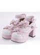 Pink & White 2.7" Heel High Beautiful Synthetic Leather Round Toe Cross Straps Platform Girls Lolita Shoes