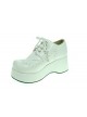 White 2.4" Heel High Romatic Suede Round Toe Lace Tie Platform Girls Lolita Shoes