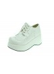 White 2.4" Heel High Romatic Suede Round Toe Lace Tie Platform Girls Lolita Shoes
