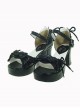 Black 2.9" Heel High Beautiful PU Point Toe Bow Platform Girls Lolita Sandals