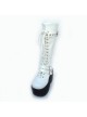 White 3.7" Heel High Lovely PU Round Toe Cross Straps Platform Girls Lolita Boots