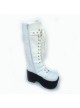 White 3.7" Heel High Lovely PU Round Toe Cross Straps Platform Girls Lolita Boots