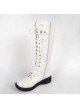 White 1.2" Heel High Special Patent Leather Round Toe Cross Straps Platform Girls Lolita Boots