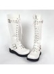 White 1.2" Heel High Special Patent Leather Round Toe Cross Straps Platform Girls Lolita Boots