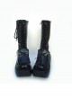Black 3.9" Heel Sexy Suede Round-toe Cross Straps Gothic Lolita Platform Boots