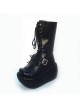 Black 3.9" Heel Sexy Suede Round-toe Cross Straps Gothic Lolita Platform Boots