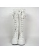 White 3.0" Heel High Cute PU Round Toe Bow Platform Girls Lolita Boots