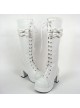 White 3.0" Heel High Cute PU Round Toe Bow Platform Girls Lolita Boots