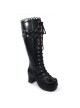 Black 3.0" Heel High Beautiful Polyurethane Round Toe Bow Platform Girls Lolita Boots