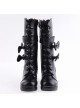 Black 2.6" Heel PU Round-toe Bowknot Gothic Lolita High Heel Boots