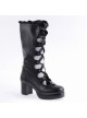 Black 2.6" Heel High Sexy Suede Round Toe Criss Cross Straps Gothic Lolita Platform Boots