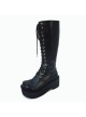 Black 2.6" Heel High Special Patent Leather Round Toe Cross Straps Platform Girls Lolita Boots