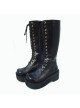 Black 2.6" Heel High Special Patent Leather Round Toe Cross Straps Platform Girls Lolita Boots