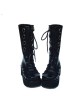 Black 2.6" Heel High Sexy Patent Leather Point Toe Cross Straps Platform Lady Lolita Boots