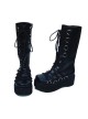 Black 2.6" Heel High Sexy Patent Leather Point Toe Cross Straps Platform Lady Lolita Boots