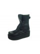 Black 2.8" Heel High Classical PU Point Toe Stud Buckles Platform Women Lolita Boots