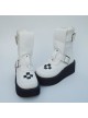 White 2.8" Heel High Cute Suede Point Toe Stud Buckles Platform Girls Lolita Boots