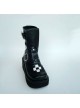 Black 2.8" Heel High Elegant Patent Leather Round Toe Stud Buckles Platform Girls Lolita Boots