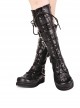 Black 1.2" Heel High Romatic Synthetic Leather Point Toe Cross Straps Platform Girls Lolita Boots