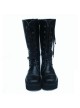 Black 3.3" Heel High Sexy Patent Leather Point Toe Cross Straps Platform Girls Lolita Boots