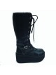 Black 3.3" Heel High Sexy Patent Leather Point Toe Cross Straps Platform Girls Lolita Boots