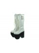 White 6.0" Heel High Charming Synthetic Leather Round Toe Cross Straps Platform Lady Lolita Boots