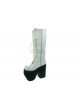 White 6.0" Heel High Charming Synthetic Leather Round Toe Cross Straps Platform Lady Lolita Boots