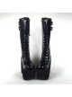 Black 6.0" Heel High Beautiful PU Round Toe Cross Straps Platform Lady Lolita Boots