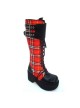Red 3.5" Heel High Sexy Suede Round Toe Cross Straps Platform Girls Lolita Boots