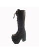 Brown 6.0" Heel High Cute Polyurethane Round Toe Cross Straps Platform Girls Lolita Boots