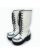 White 3.1" Heel High Lovely Suede Round Toe Cross Straps Platform Lolita Boots