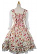 Red Floral Short Sleeves Lace Trim Cotton Lolita Dress