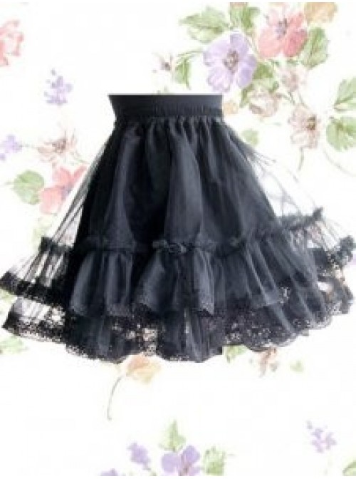 Gothic Black Organza Layered Lolita Skirt