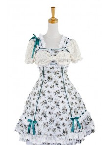 Blue Spinning Printing Cotton Women's Lolita Dress