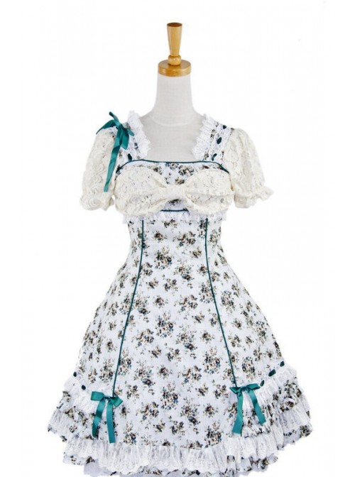 Blue Spinning Printing Cotton Women's Lolita Dress