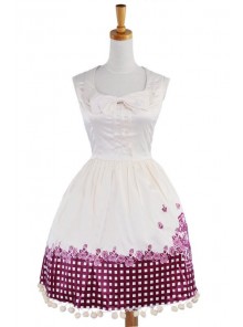 Beige Sleeveless Sun Flower Cotton Lolita Dress