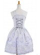 Gray Sleeveless Knee-length Sun Flower Floral Cotton Sweet Lolita Dress