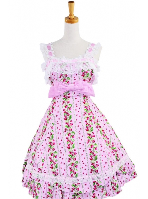 Pink Lace Trim Ruffles Sleeveless Terylene Lolita Dress