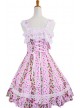 Pink Lace Trim Ruffles Sleeveless Terylene Lolita Dress