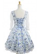 Sweet Blue Floral Short Sleeves Lace Trim Cotton Lolita Dress