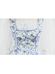 Sweet Blue Floral Short Sleeves Lace Trim Cotton Lolita Dress